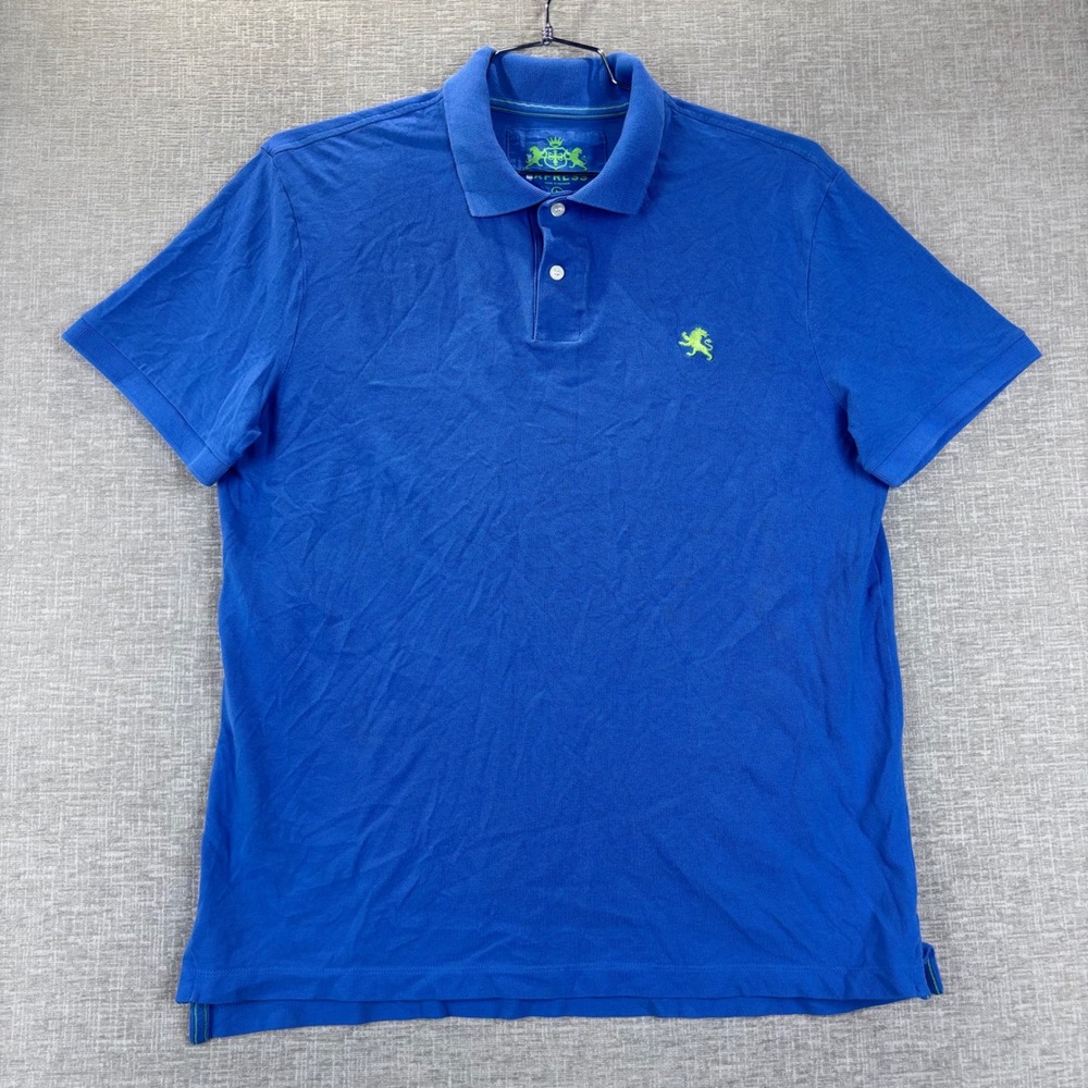 Lot of 2 Express  Y2K Mens Pique Polo Shirts Blue Light Blue Lion Logo Size M L